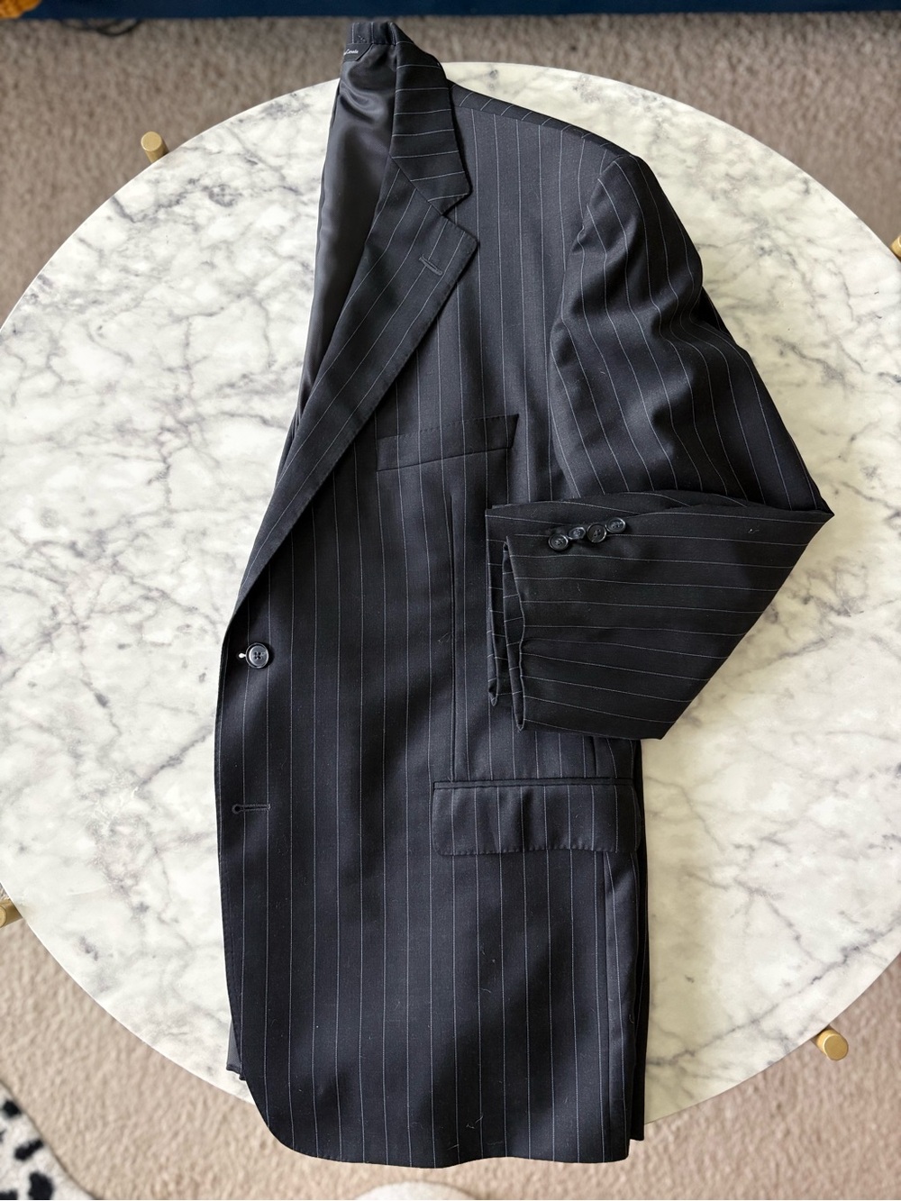 Samuelsohn Black Pinstripe Suit Jacket